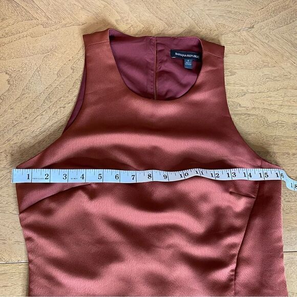 Banana Republic Bias Cut Asymmetrical Brown Rust Sleeveless Midi Dress Size 4 - Picture 9 of 13